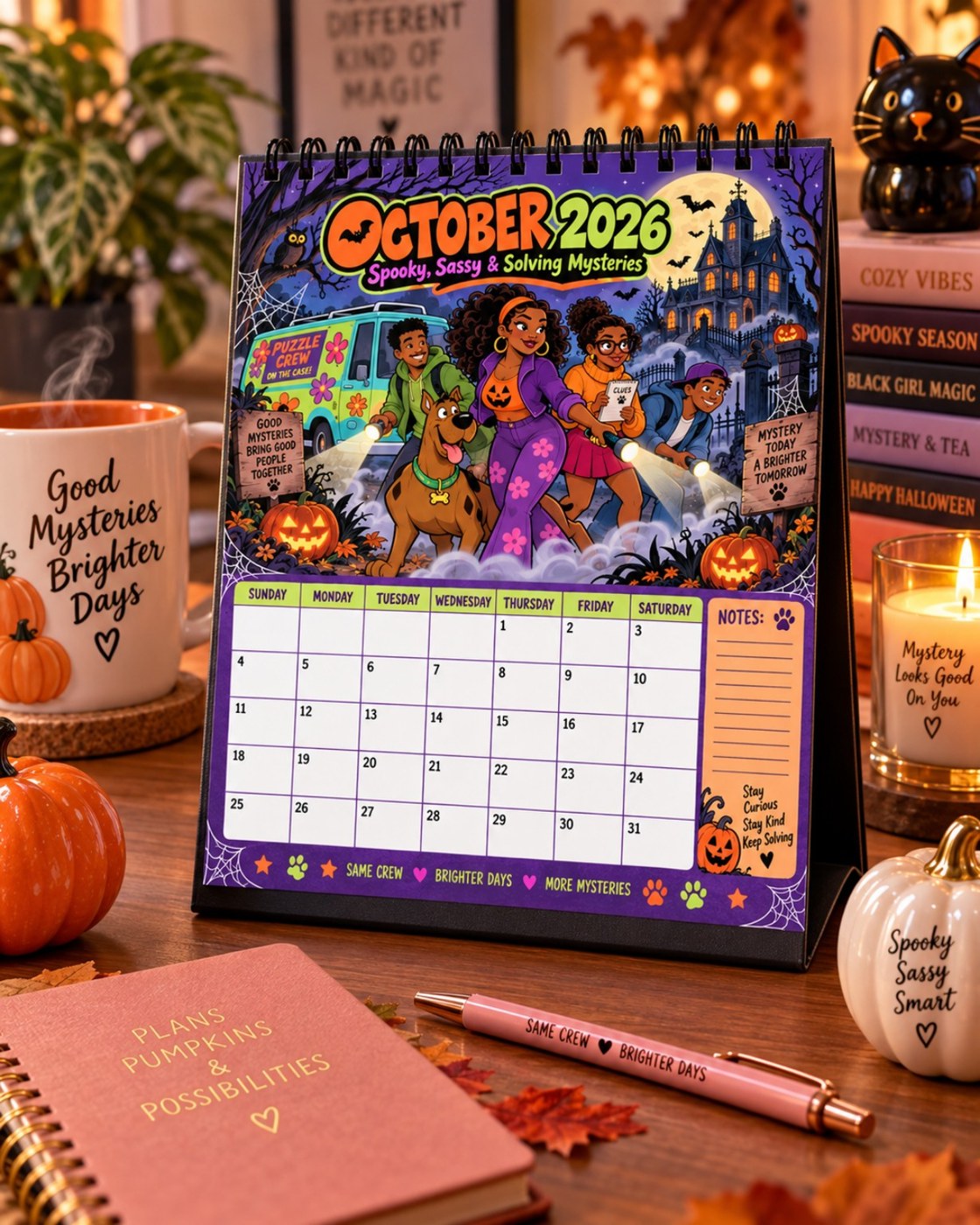 Custom October desk calendar