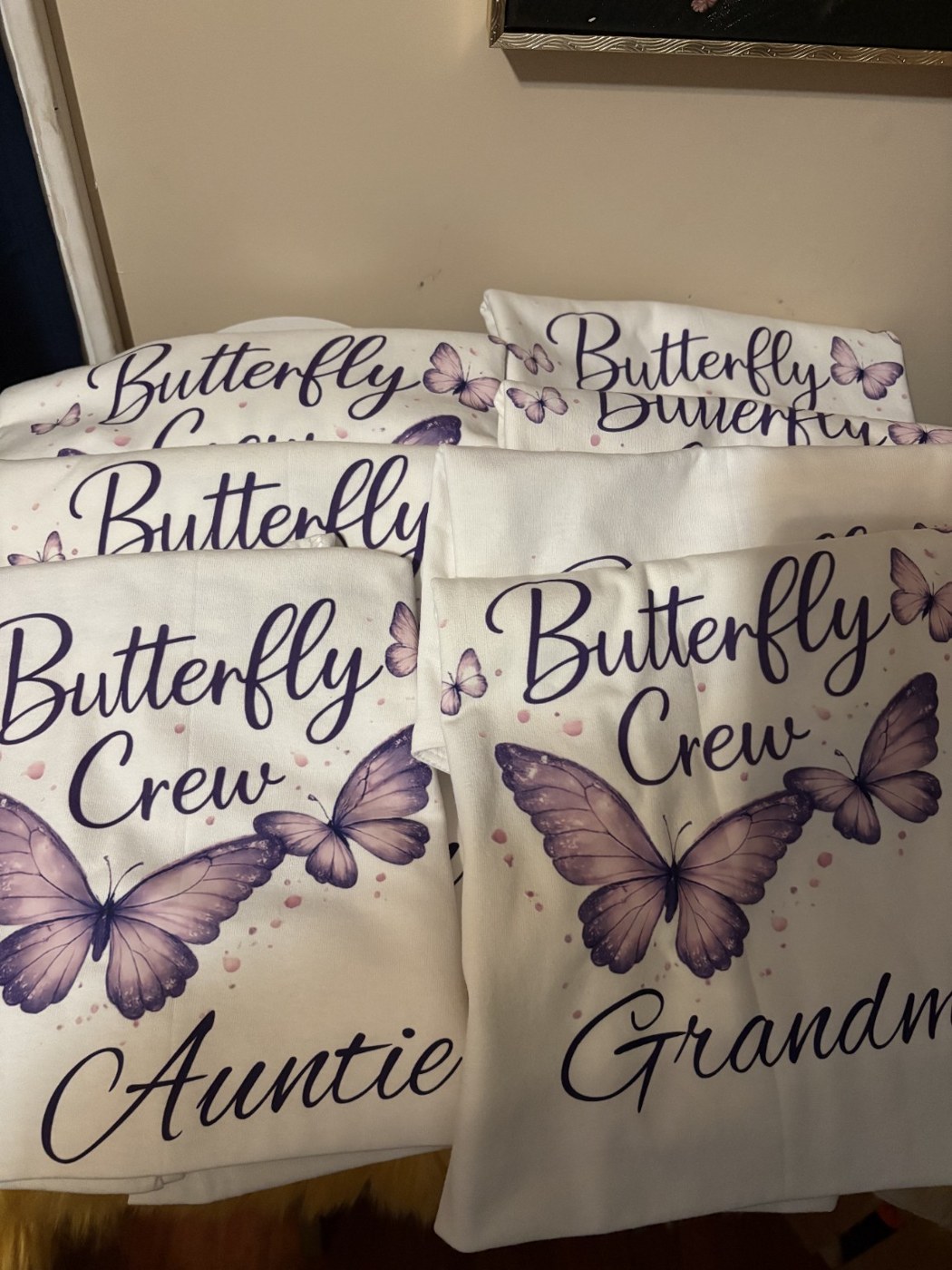 Coordinating Butterfly Crew shirts